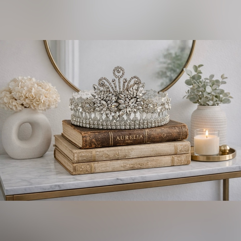 Aurelia Decor Crown – Crystal Starburst Crown, Radiant Statement